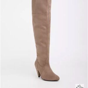 Torrid Gray Stretch Cone Heel Knee-High Boots Wide Calf